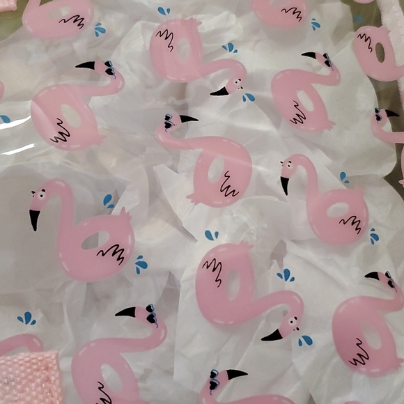 •Flamingo themed clear tote bag•pink handles•beach•tropical•NWT• - Picture 2 of 16